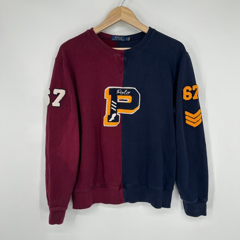 POLO Ralph Lauren Men's Colorblock Fleece Sweatshirt Crewneck Preppy Collegiate - Picture 3 of 11